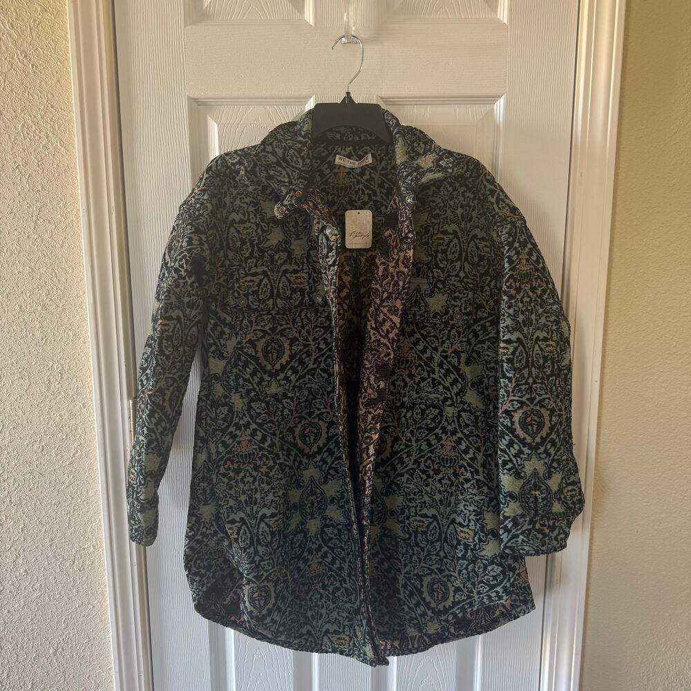 NWT Free People We The Free Tapestry Fog Jacquard Shirt Sz S Shacket Oversized - Picture 8 of 14